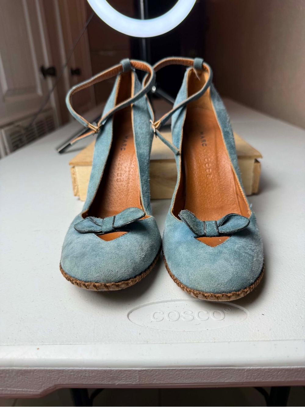 Marc Jacobs dusty blue suede heels Sz 8.5 Broken hook - Picture 9 of 13